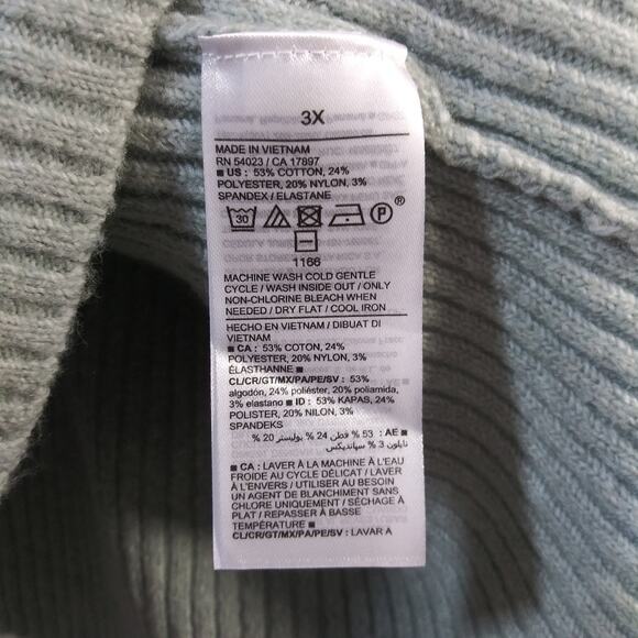Old Navy Fitted Cropped Square-Neck Rib-Knit Sweater Silver Sage Size 3X - Picture 8 of 10
